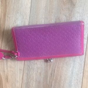 Coach purple and pink wristlet